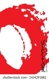 Strokes of red paint with a dry brush. Template for cover, flyer, poster. Grunge stains vector abstraction