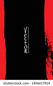 Strokes of red paint with a dry brush on a black background. Template for cover, flyer, poster. Grunge stains vector abstraction