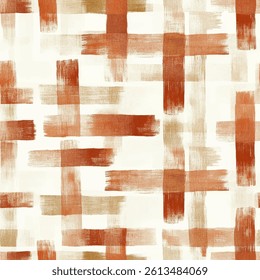 Strokes of rust and cream on a white background,  grunge lines ikat pattern, Strokes seamless pattern, Vector illustration background for print the paper.