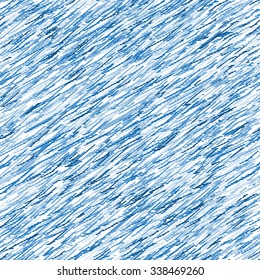 Strokes scribbles seamless pattern. Blue abstract background.