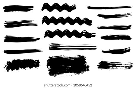strokes set. Isolated on white background. Hand drawn collection