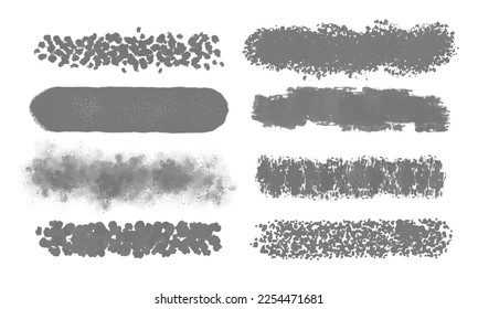 Strokes. Set of vector brushes. Design elements in grunge style. Rectangular text fields. Distress messy texture banners. Gray watercolor.