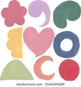 strokes shapes palete and colors hand drawn watercolour clipart