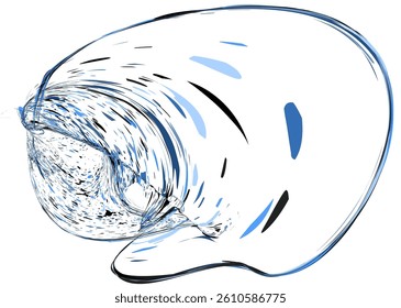 Strokes and splashes in different directions of multi-colored paint on a white background. Multi-colored dust particles and debris, paint splashes, strokes are carried away by the wind
