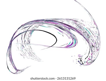 Strokes and splashes in different directions of multi-colored paint on a white background. Multi-colored dust particles and debris, paint splashes, strokes are carried away by the wind