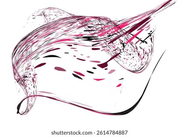 Strokes and splashes in different directions of multi-colored paint on a white background. Multi-colored dust particles and debris, paint splashes, strokes are carried away by the wind