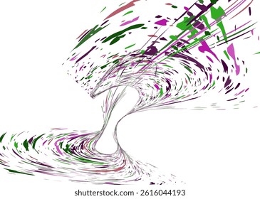 Strokes and splashes in different directions of multi-colored paint on a white background. Multi-colored dust particles and debris, paint splashes, strokes are carried away by the wind