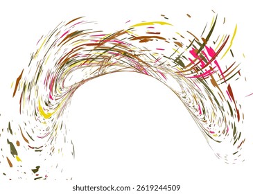 Strokes and splashes in different directions of multi-colored paint on a white background. Multi-colored dust particles and debris, paint splashes, strokes are carried away by the wind