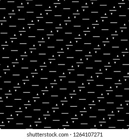 Strokes, triangles pattern. Broken lines, trianular shapes ornament. Dashes, figures motif. Hatches background. Grid wallpaper. Digital paper, textile print, abstract backdrop. Seamless image