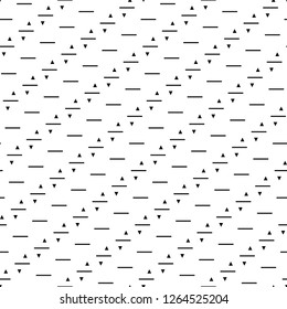 Strokes, triangles pattern. Broken lines, trianular shapes ornament. Dashes, figures motif. Hatches background. Grid wallpaper. Digital paper, textile print, abstract backdrop. Seamless image.