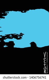 Strokes of turquoise paint with a dry brush on a black background. Template for cover, flyer, poster. Grunge stains vector abstraction
