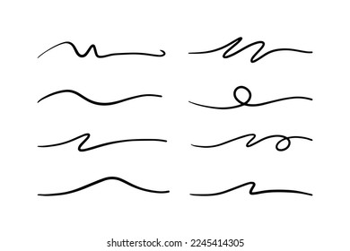 strokes, underlines, highlighter marker strokes, wave brush marks.