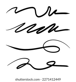 strokes, underlines, highlighter marker strokes, wave brush marks.