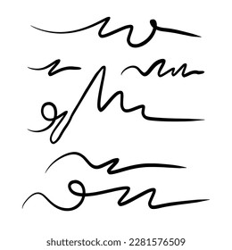 strokes, underlines, highlighter marker strokes, wave brush marks.