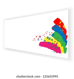 strokes of varicoloured paint on the white sheet of paper