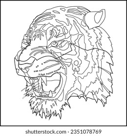 The Strokes of The Wild Tiger Head in Vector