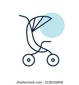 Bebé de Stroller, carruaje aislado icono vector. Símbolo gráfico para niños y recién nacidos sitio web y diseño de aplicaciones, logotipo, aplicación, interfaz de usuario
