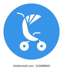 Stroller baby, carriage isolated vector glyph icon. Graph symbol for children and newborn babies web site and apps design, logo, app, UI