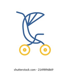 Stroller baby, carriage isolated vector icon. Graph symbol for children and newborn babies web site and apps design, logo, app, UI