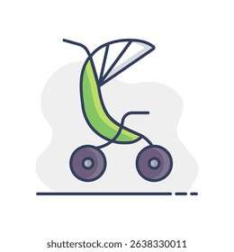 Stroller baby, carriage isolated vector icon. Graph symbol for children and newborn babies web site and apps design, logo, app, UI