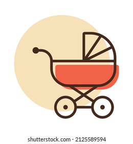 Stroller baby, carriage vector icon. Graph symbol for children and newborn babies web site and apps design, logo, app, UI