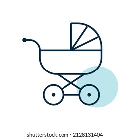 Stroller baby, carriage vector isolated icon. Graph symbol for children and newborn babies web site and apps design, logo, app, UI