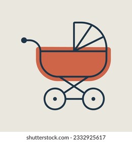 Stroller baby, carriage vector isolated icon. Graph symbol for children and newborn babies web site and apps design, logo, app, UI