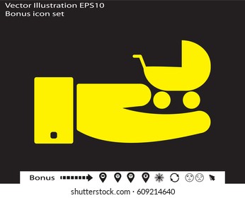 stroller, baby, icon, vector illustration eps10