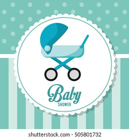 Stroller of baby shower card design