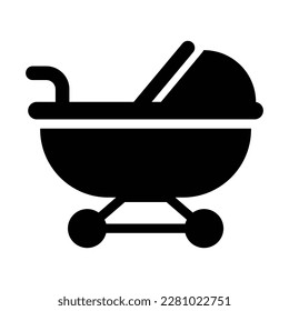stroller baby solid icon illustration vector graphic 