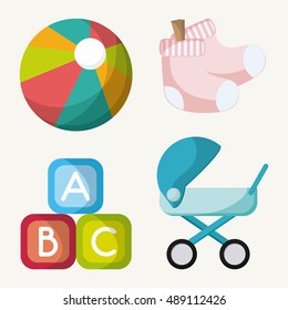 Stroller ball toy and baby sock design.