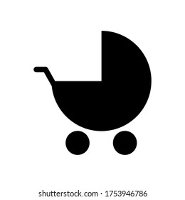 Stroller black icon vector isolated on white background