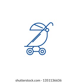Stroller, buggy line icon concept. Stroller, buggy flat  vector symbol, sign, outline illustration.