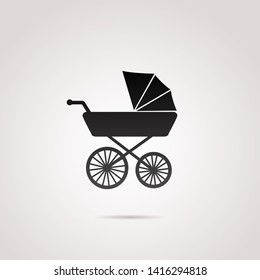 Stroller, carriage vector icon on white background. 