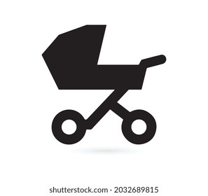 Stroller, carriage vector icon on white background.