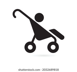 Stroller, carriage vector icon on white background.