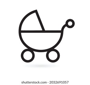 Stroller, carriage vector icon on white background.