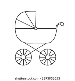 Stroller, carriage vector line icon on white background vector flat