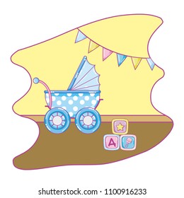 stroller and cubes games with flags bedroom decoration