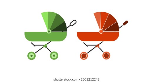 Stroller editable stroke outline icon isolated on white background flat vector illustration.