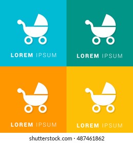 Stroller Four Color Material Designed Icon / Logo