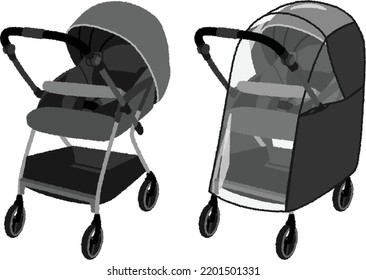 A stroller is a four-wheeled pushcart that carries infants. Some are covered with shades to keep out the sun, some are decorated with lovely colors and decorations, and some are foldable.
