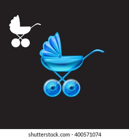stroller glossy icon vector