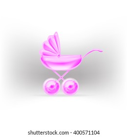 stroller glossy icon vector