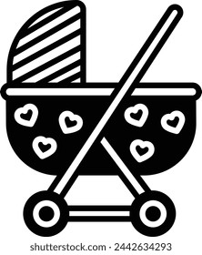Stroller glyph and line vector illustration