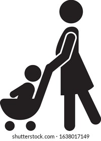 stroller icon baby push vector