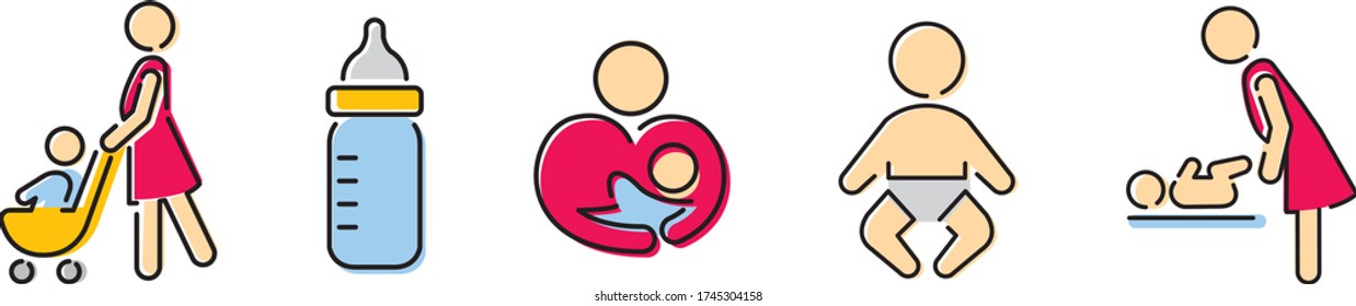 stroller icon baby push vector