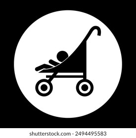 STROLLER ICON, Baby stroller Sign vector illustration, trolley icon isolated, baby chair car symbol, Newborn baby symbols, 