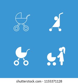 Stroller icon. collection of 4 stroller filled and outline icons such as . editable stroller icons for web and mobile.