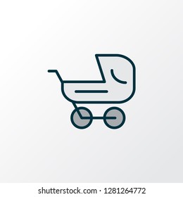 Stroller icon colored line symbol. Premium quality isolated baby carriage element in trendy style.